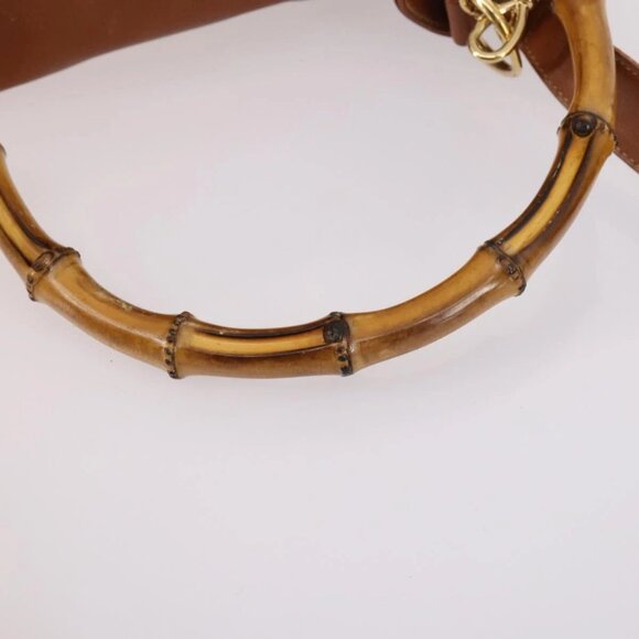 GUCCI Bamboo Shoulder Bag Leather 2way Brown Gold - Picture 9 of 16